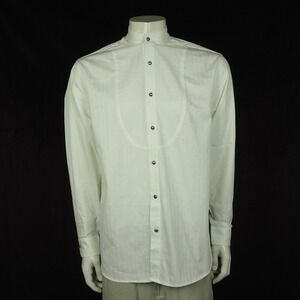 Wah Maker Button Down Shirt Mens Small Cream Diamond Dobby Banded Collar